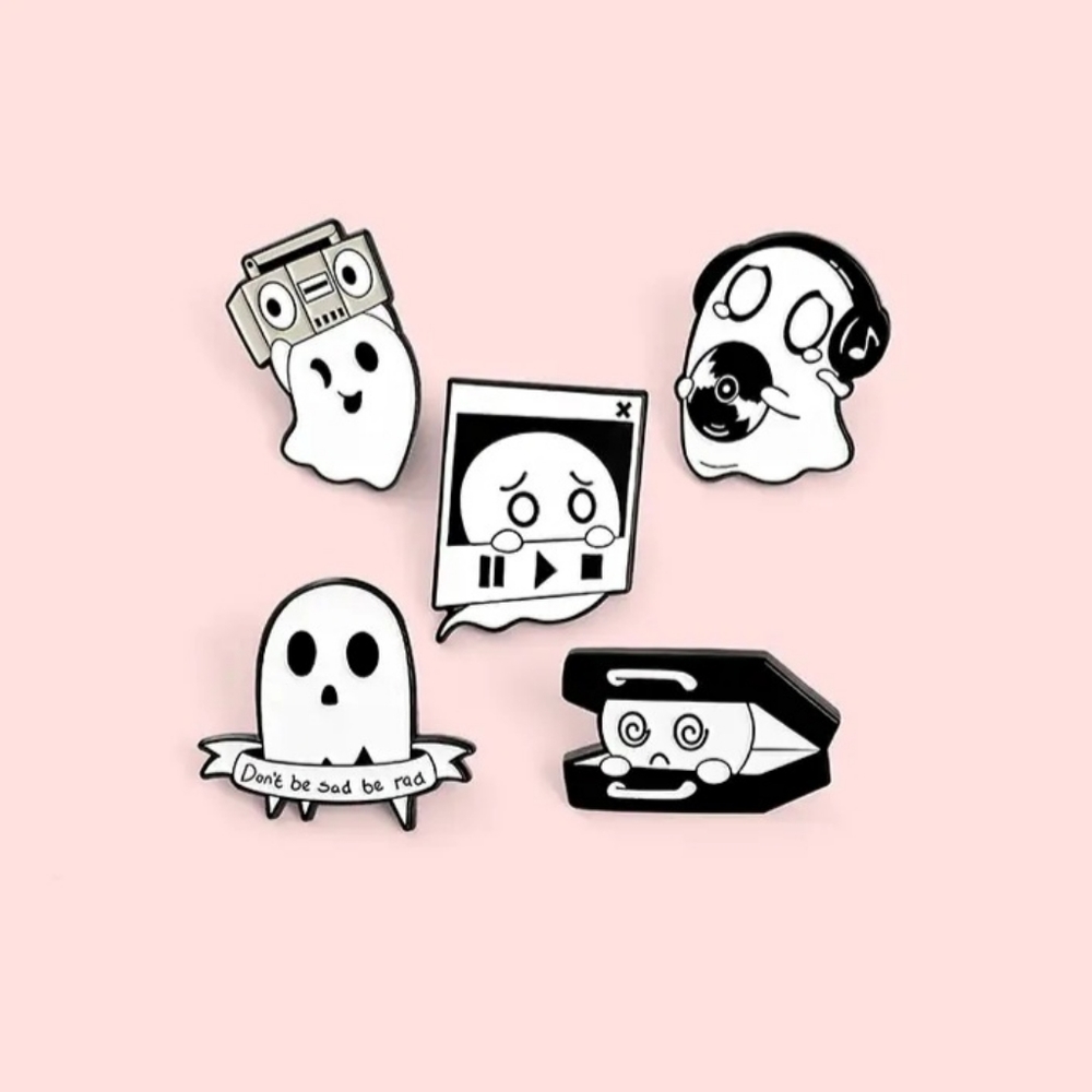 3/$20 Ghost Pins Enamel Brooches Music Emo Goth Punk y2k 90s